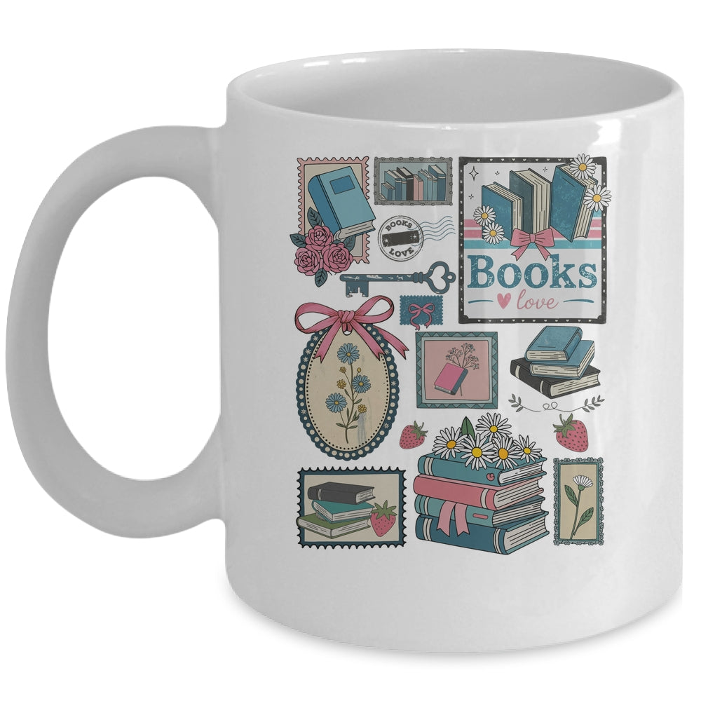 Retro Bookish Love Reading Book Librarian Coquette Flower Mug | siriusteestore