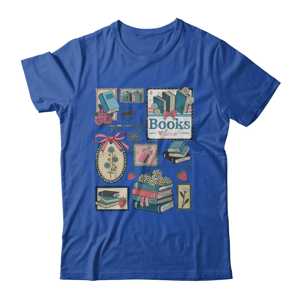 Retro Bookish Love Reading Book Librarian Coquette Flower Shirt & Tank Top | siriusteestore