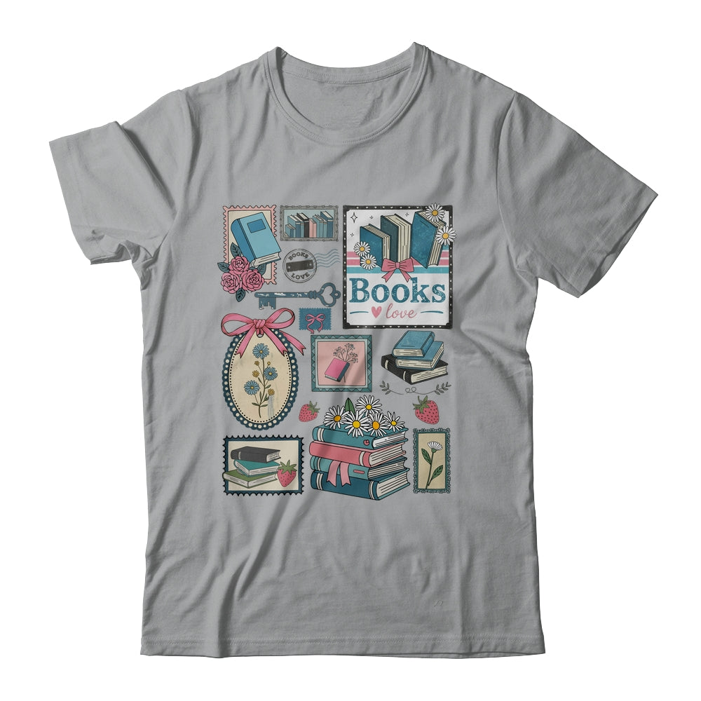 Retro Bookish Love Reading Book Librarian Coquette Flower Shirt & Tank Top | siriusteestore