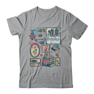 Retro Bookish Love Reading Book Librarian Coquette Flower Shirt & Tank Top | siriusteestore