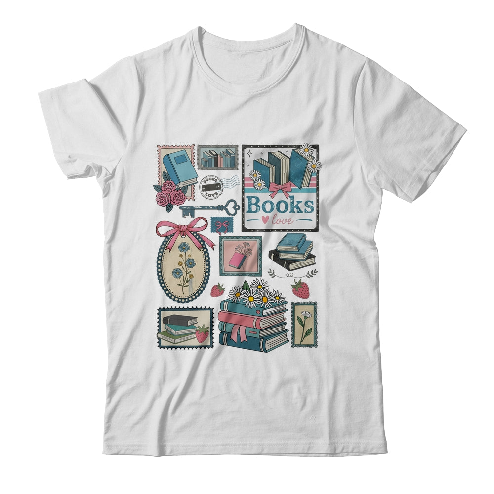 Retro Bookish Love Reading Book Librarian Coquette Flower Shirt & Tank Top | siriusteestore