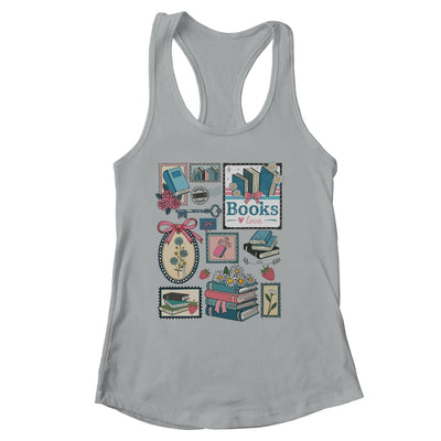 Retro Bookish Love Reading Book Librarian Coquette Flower Shirt & Tank Top | siriusteestore