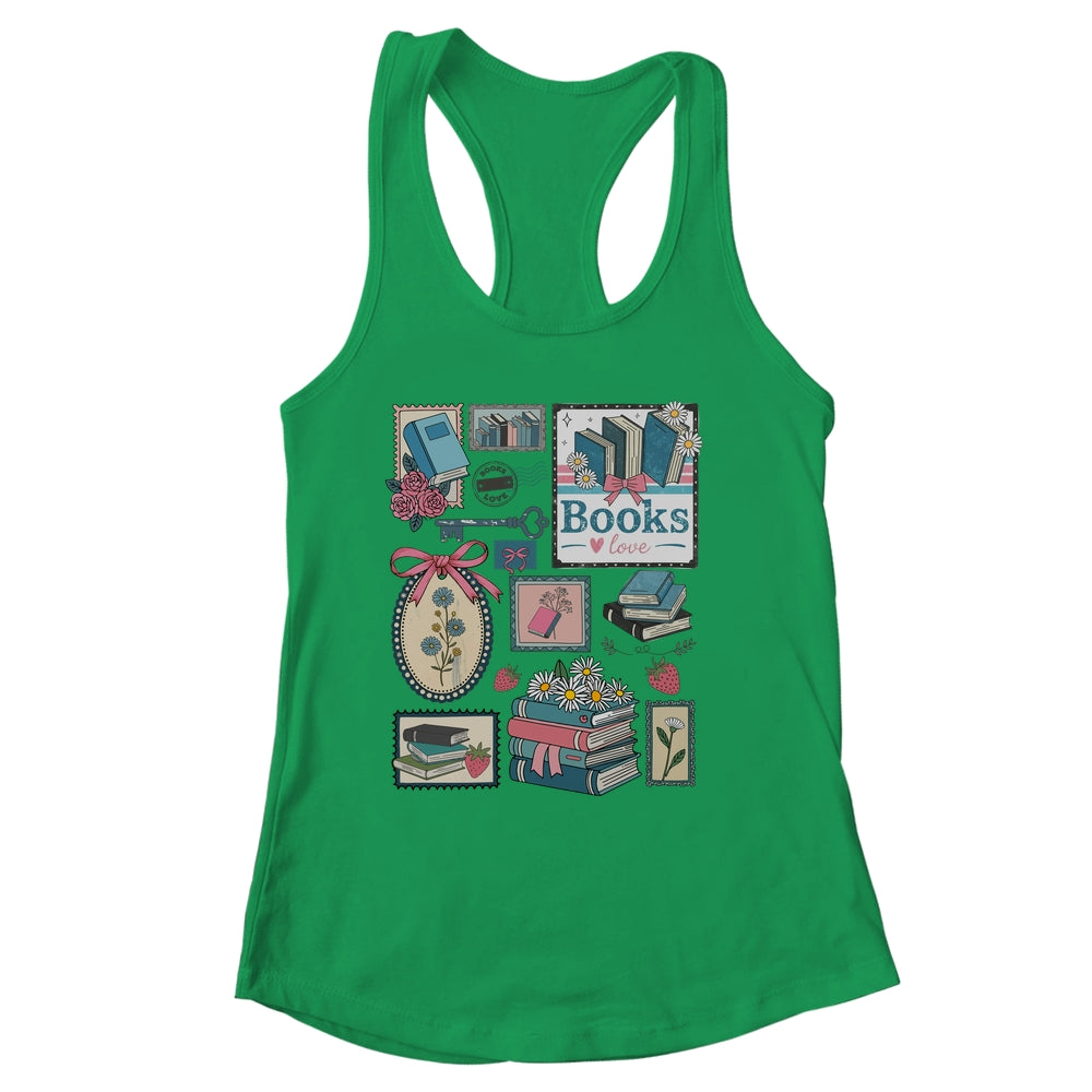 Retro Bookish Love Reading Book Librarian Coquette Flower Shirt & Tank Top | siriusteestore