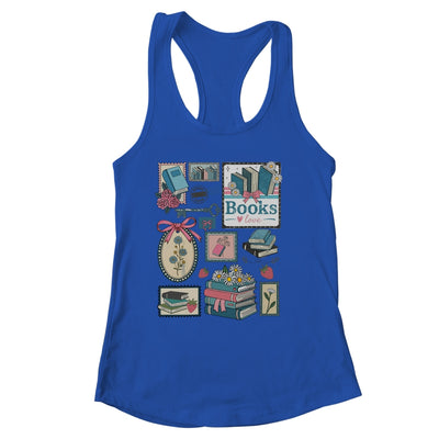 Retro Bookish Love Reading Book Librarian Coquette Flower Shirt & Tank Top | siriusteestore