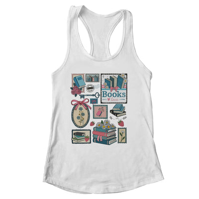 Retro Bookish Love Reading Book Librarian Coquette Flower Shirt & Tank Top | siriusteestore