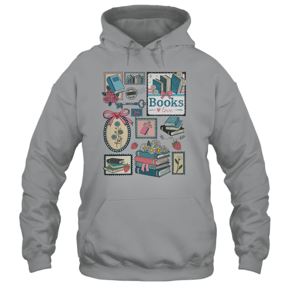 Retro Bookish Love Reading Book Librarian Coquette Flower Shirt & Tank Top | siriusteestore