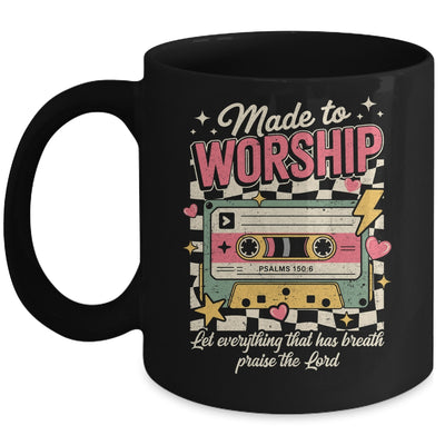 Retro Cassette Made To Worship Psalms 150:6 Christian Music Mug | siriusteestore