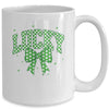 Retro Checkered Lucky St Patrick's Day Coquette Bow Girls Mug | siriusteestore