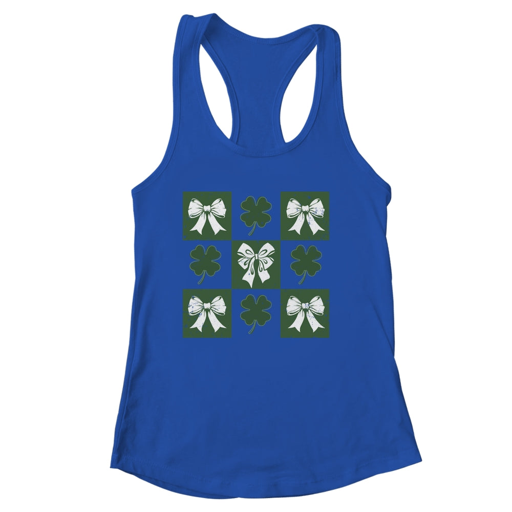Retro Checkered St Patrick's Day Coquette Lucky Shamrock Shirt & Tank Top | siriusteestore