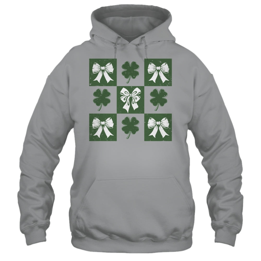 Retro Checkered St Patrick's Day Coquette Lucky Shamrock Shirt & Tank Top | siriusteestore