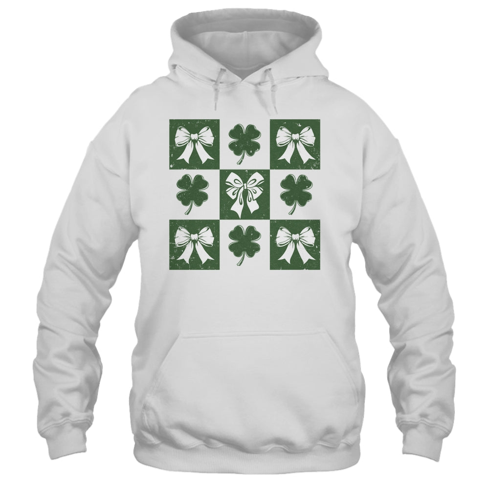 Retro Checkered St Patrick's Day Coquette Lucky Shamrock Shirt & Tank Top | siriusteestore