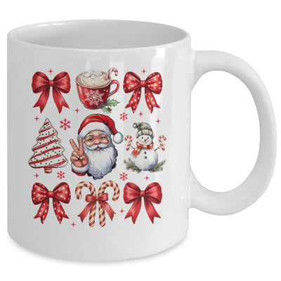 Retro Christmas Coquette Christmas Santa Candy Cane Bow Mug | siriusteestore