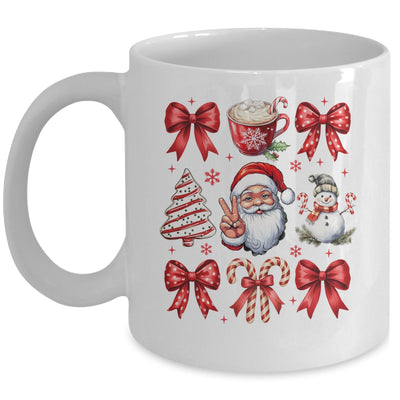 Retro Christmas Coquette Christmas Santa Candy Cane Bow Mug | siriusteestore