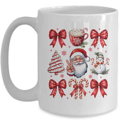 Retro Christmas Coquette Christmas Santa Candy Cane Bow Mug | siriusteestore