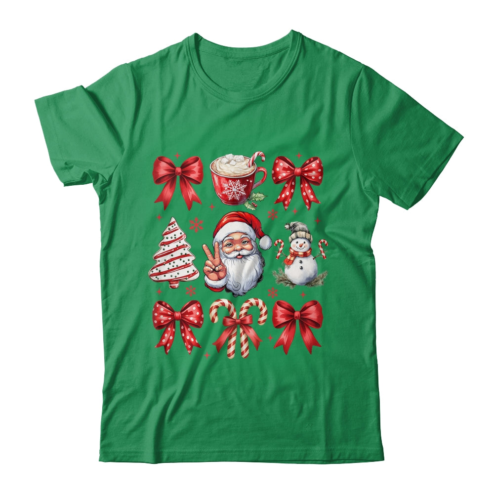 Retro Christmas Coquette Christmas Santa Candy Cane Bow Shirt & Sweatshirt | siriusteestore