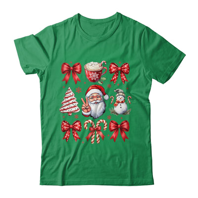 Retro Christmas Coquette Christmas Santa Candy Cane Bow Shirt & Sweatshirt | siriusteestore