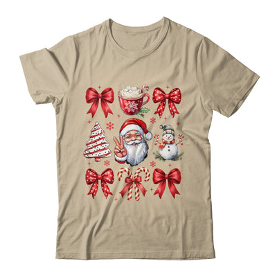 Retro Christmas Coquette Christmas Santa Candy Cane Bow Shirt & Sweatshirt | siriusteestore