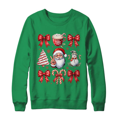 Retro Christmas Coquette Christmas Santa Candy Cane Bow Shirt & Sweatshirt | siriusteestore