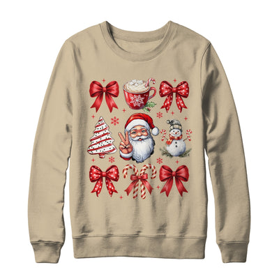 Retro Christmas Coquette Christmas Santa Candy Cane Bow Shirt & Sweatshirt | siriusteestore