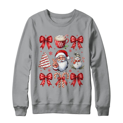 Retro Christmas Coquette Christmas Santa Candy Cane Bow Shirt & Sweatshirt | siriusteestore
