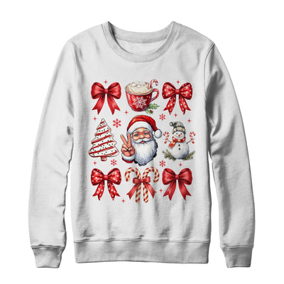 Retro Christmas Coquette Christmas Santa Candy Cane Bow Shirt & Sweatshirt | siriusteestore