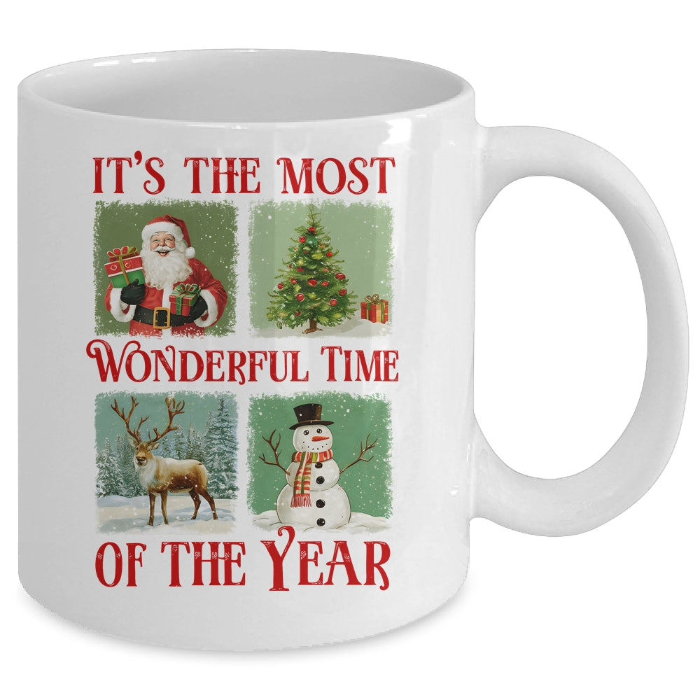 Retro Christmas It's The Most Wonderful Time Santa Vintage Mug | siriusteestore