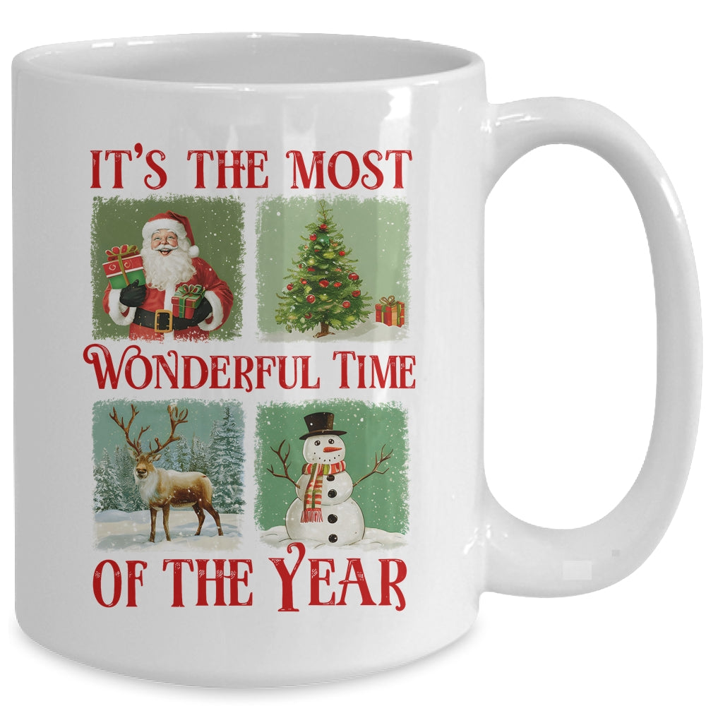Retro Christmas It's The Most Wonderful Time Santa Vintage Mug | siriusteestore