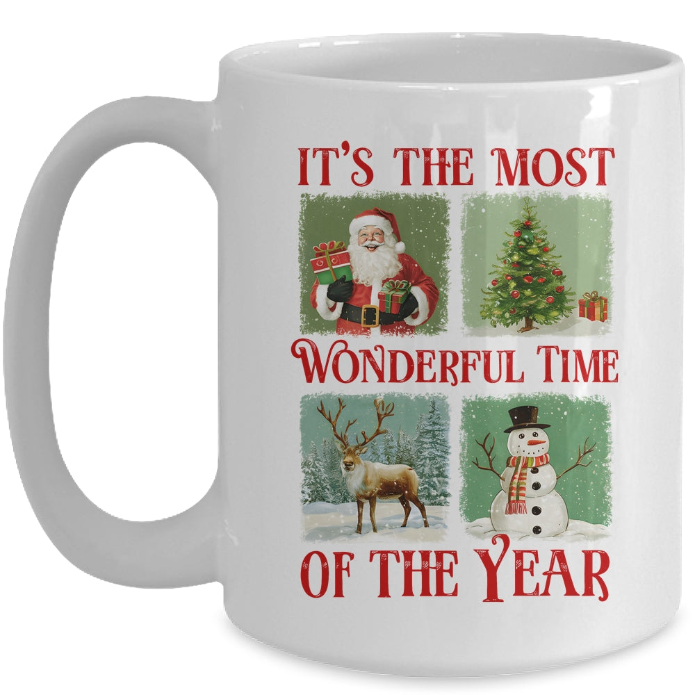Retro Christmas It's The Most Wonderful Time Santa Vintage Mug | siriusteestore
