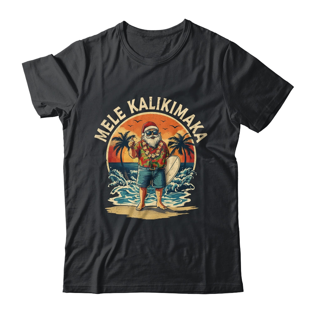Retro Christmas Surf Mele Kalikimaka Santa Claus Hawaii Shirt & Sweatshirt | siriusteestore