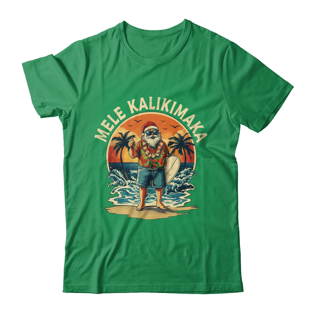Retro Christmas Surf Mele Kalikimaka Santa Claus Hawaii Shirt & Sweatshirt | siriusteestore