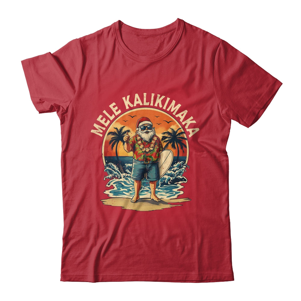 Retro Christmas Surf Mele Kalikimaka Santa Claus Hawaii Shirt & Sweatshirt | siriusteestore