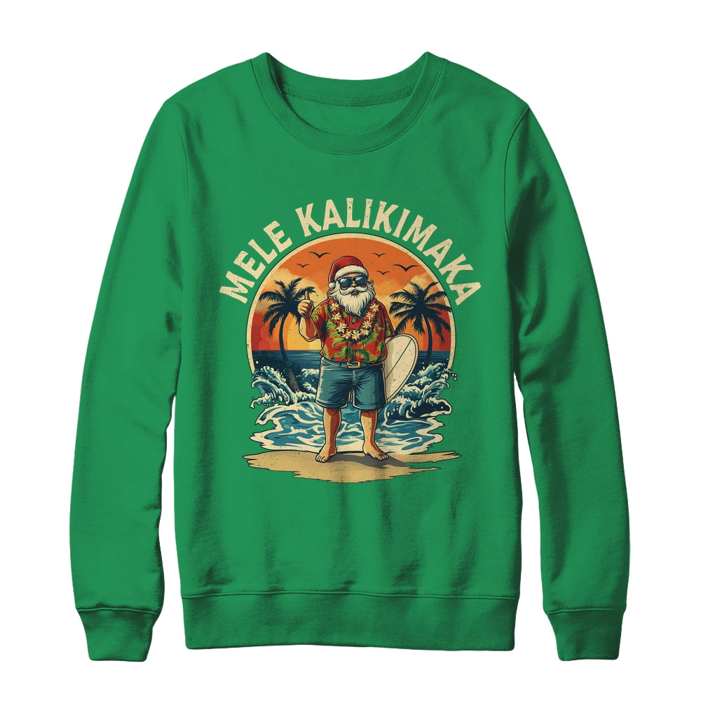 Retro Christmas Surf Mele Kalikimaka Santa Claus Hawaii Shirt & Sweatshirt | siriusteestore