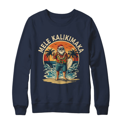 Retro Christmas Surf Mele Kalikimaka Santa Claus Hawaii Shirt & Sweatshirt | siriusteestore