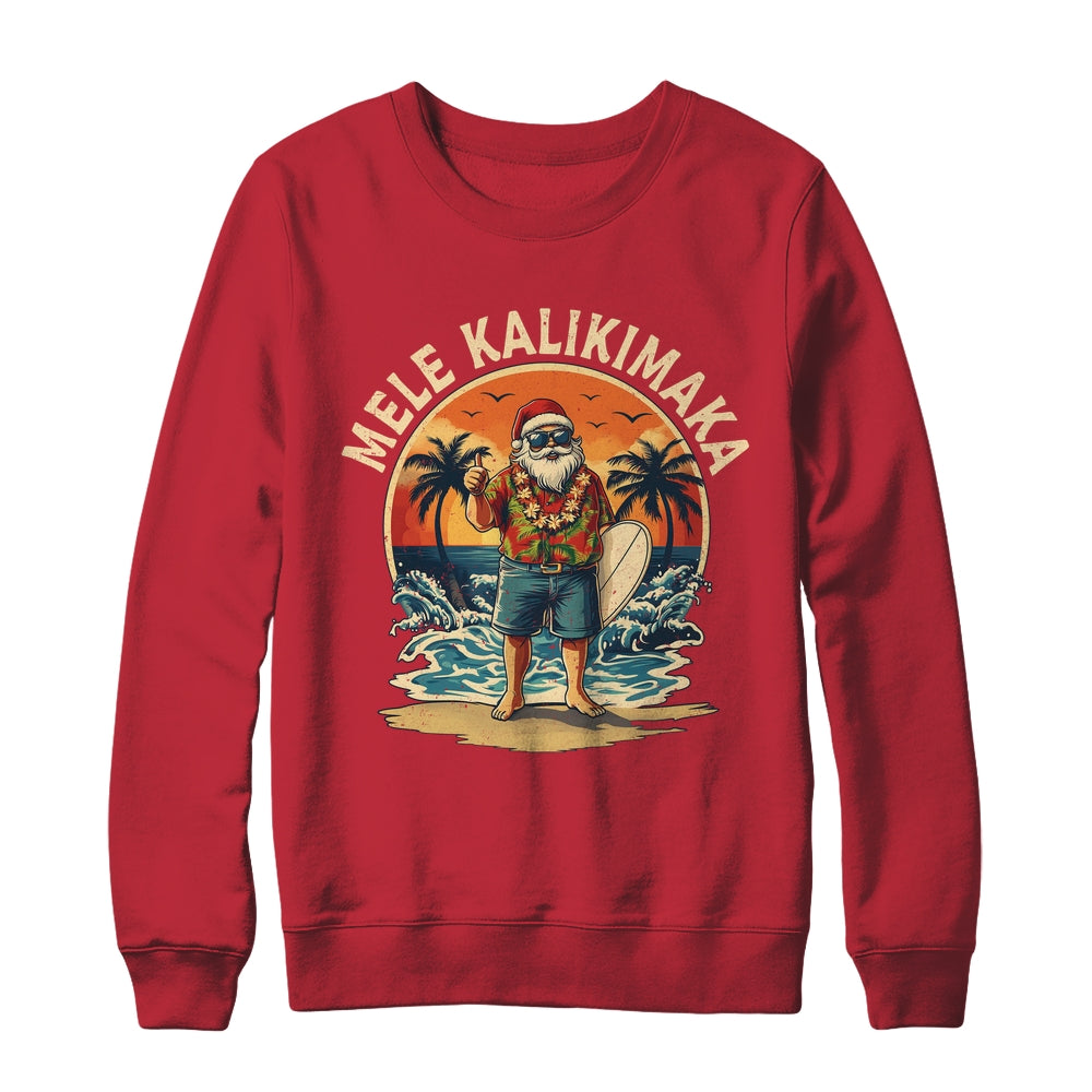 Retro Christmas Surf Mele Kalikimaka Santa Claus Hawaii Shirt & Sweatshirt | siriusteestore