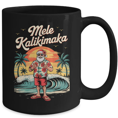 Retro Christmas Surf Mele Kalikimaka Santa Shaka Sign Hawaii Mug | siriusteestore