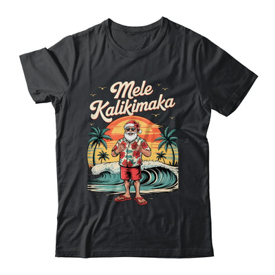Retro Christmas Surf Mele Kalikimaka Santa Shaka Sign Hawaii Shirt & Sweatshirt | siriusteestore