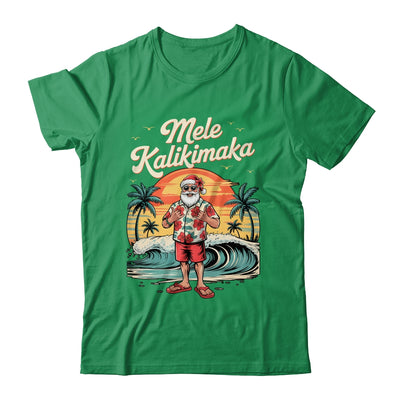 Retro Christmas Surf Mele Kalikimaka Santa Shaka Sign Hawaii Shirt & Sweatshirt | siriusteestore