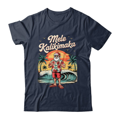 Retro Christmas Surf Mele Kalikimaka Santa Shaka Sign Hawaii Shirt & Sweatshirt | siriusteestore