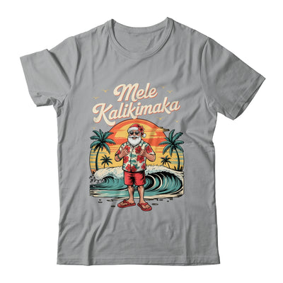 Retro Christmas Surf Mele Kalikimaka Santa Shaka Sign Hawaii Shirt & Sweatshirt | siriusteestore