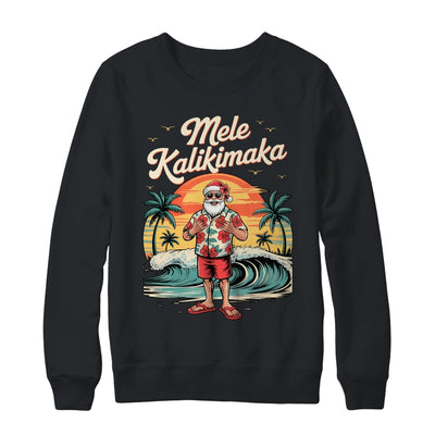Retro Christmas Surf Mele Kalikimaka Santa Shaka Sign Hawaii Shirt & Sweatshirt | siriusteestore
