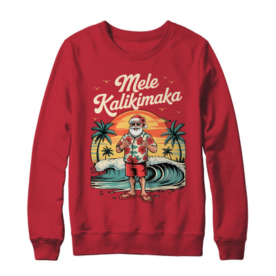 Retro Christmas Surf Mele Kalikimaka Santa Shaka Sign Hawaii Shirt & Sweatshirt | siriusteestore