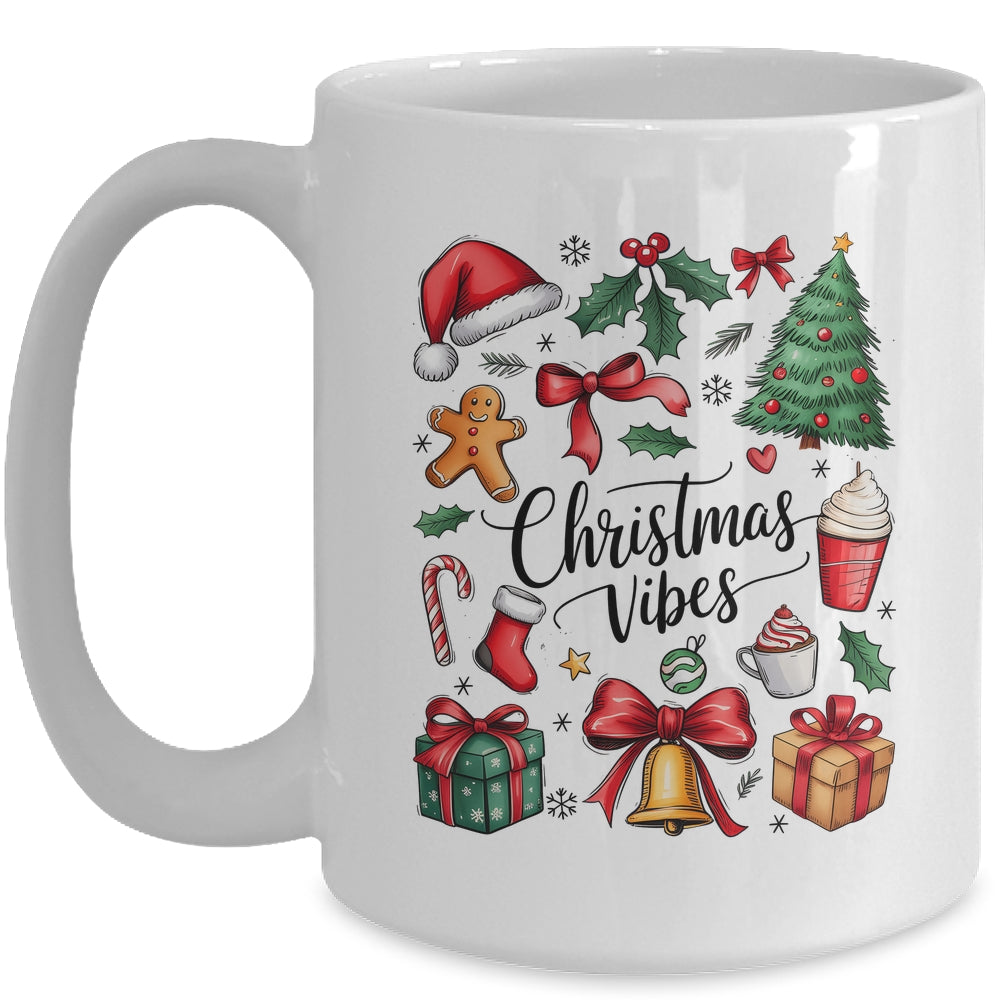 Retro Christmas Tree Hot Chocolate Coquette Preppy Bow Santa Mug | siriusteestore