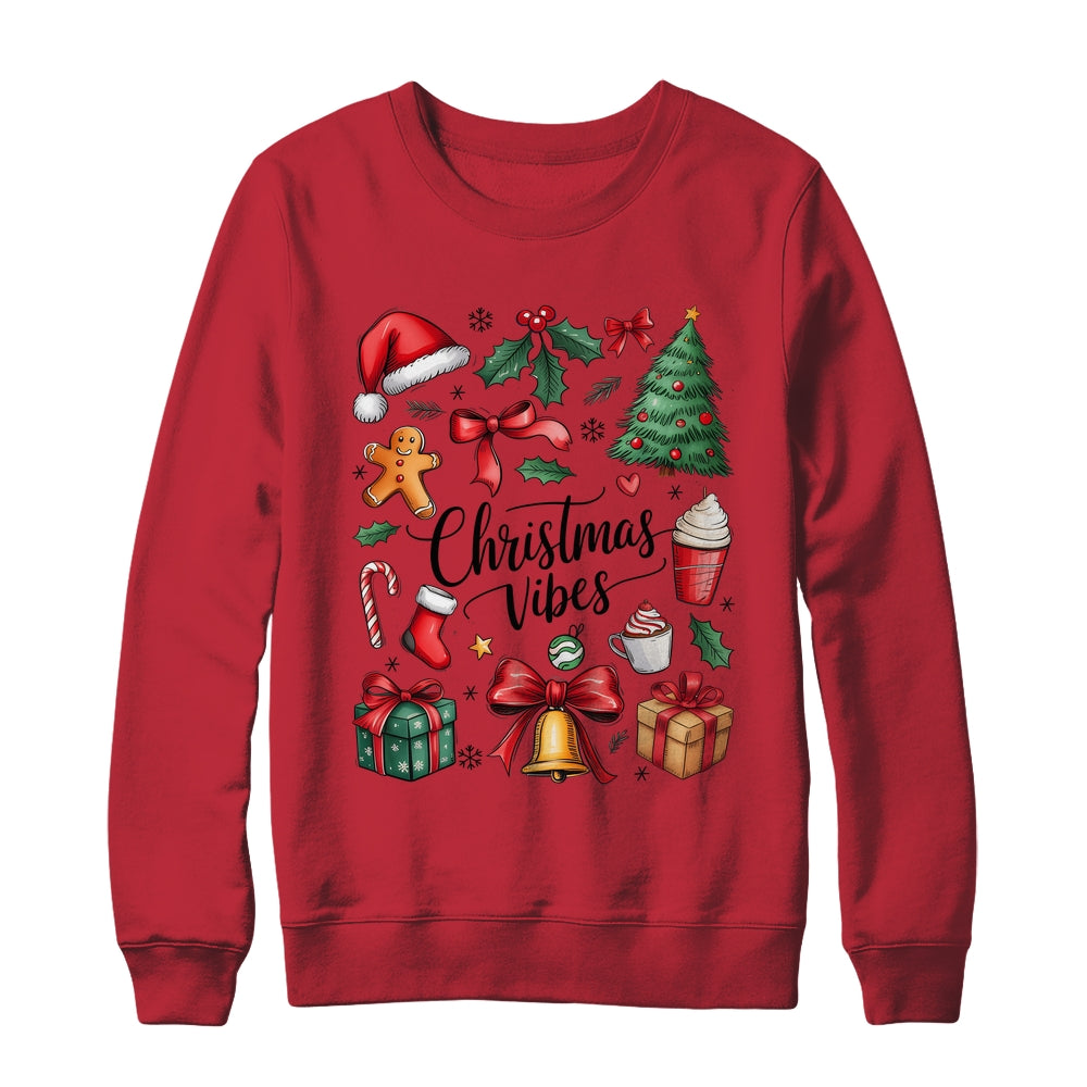 Retro Christmas Tree Hot Chocolate Coquette Preppy Bow Santa Shirt & Sweatshirt | siriusteestore