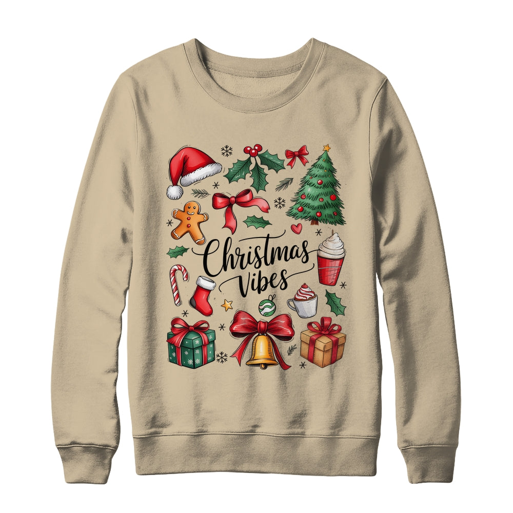 Retro Christmas Tree Hot Chocolate Coquette Preppy Bow Santa Shirt & Sweatshirt | siriusteestore