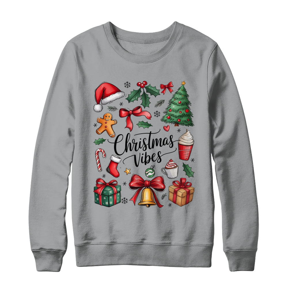 Retro Christmas Tree Hot Chocolate Coquette Preppy Bow Santa Shirt & Sweatshirt | siriusteestore