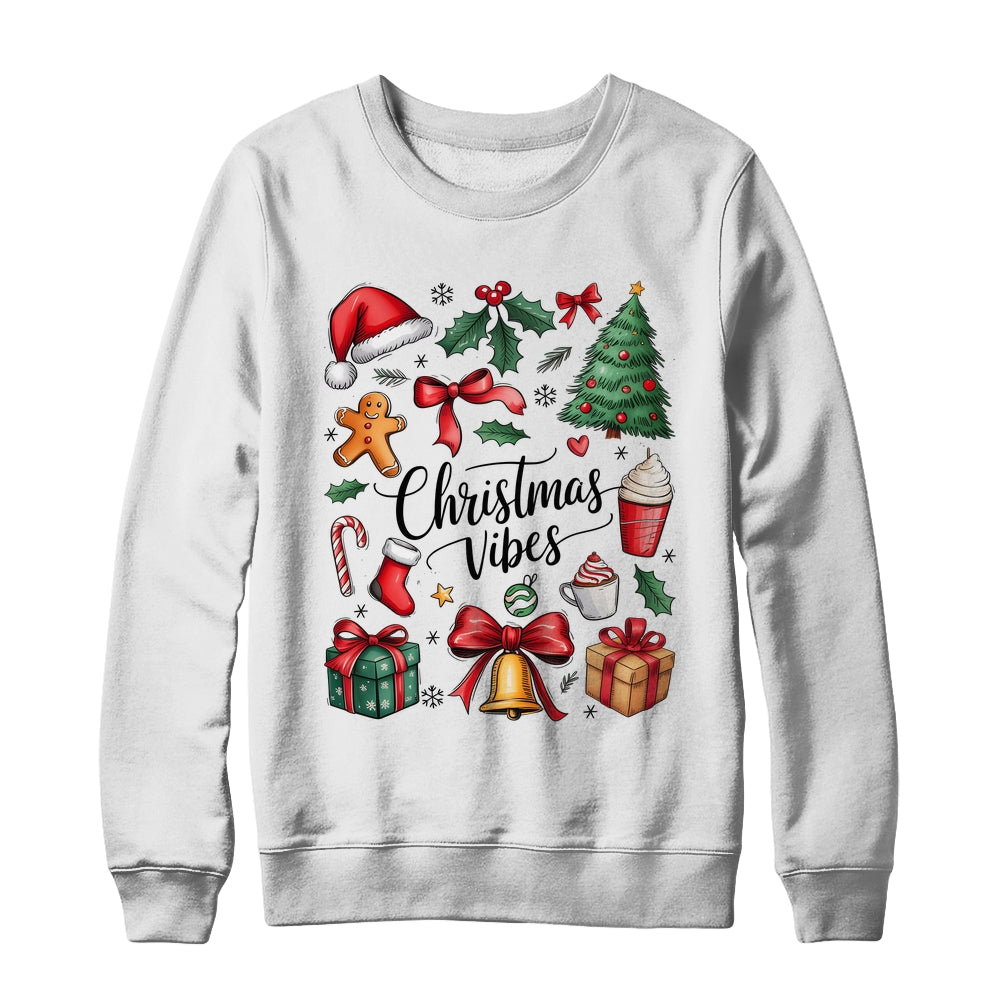 Retro Christmas Tree Hot Chocolate Coquette Preppy Bow Santa Shirt & Sweatshirt | siriusteestore
