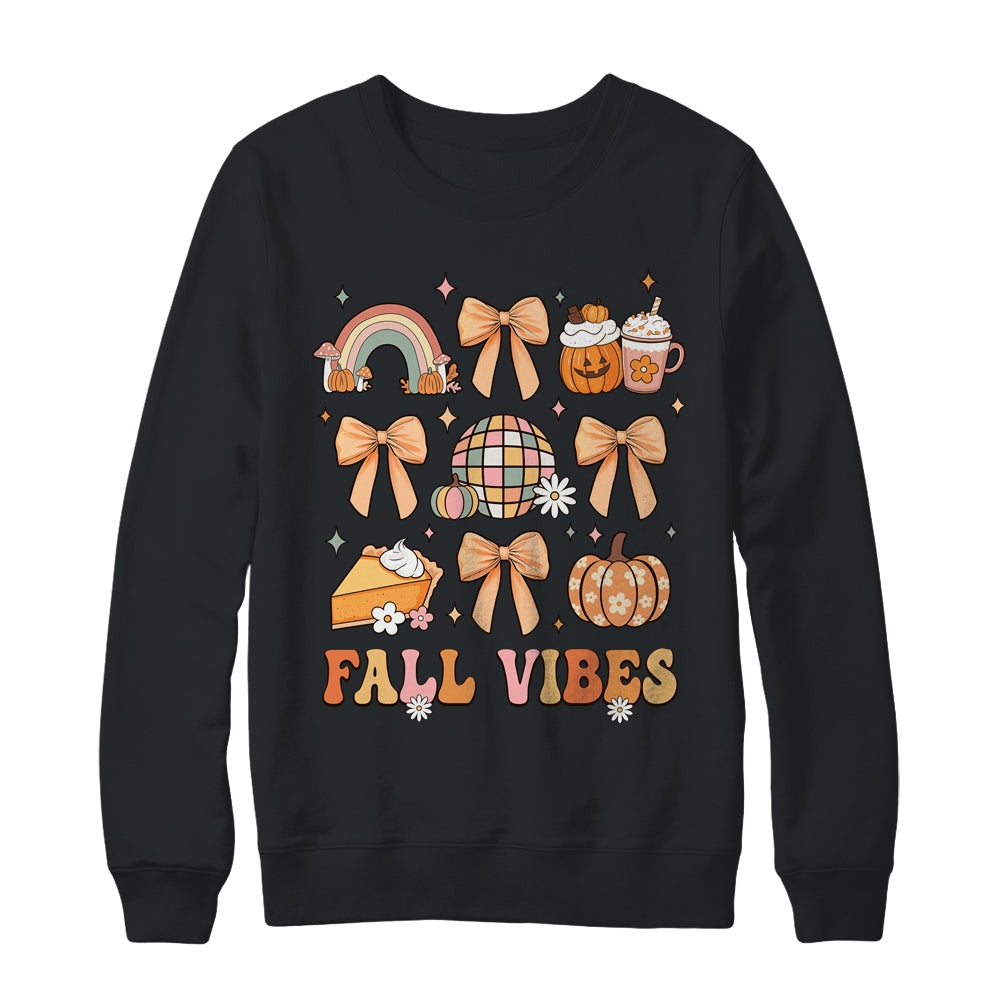 Retro Coffee Fall Vibes Autumn Coquette Pumpkin Thanksgiving Shirt & Sweatshirt | siriusteestore