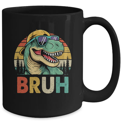 Retro Cool Dino BRUH Meme Funny Dinosaur T-Rex Vintage Mug | siriusteestore