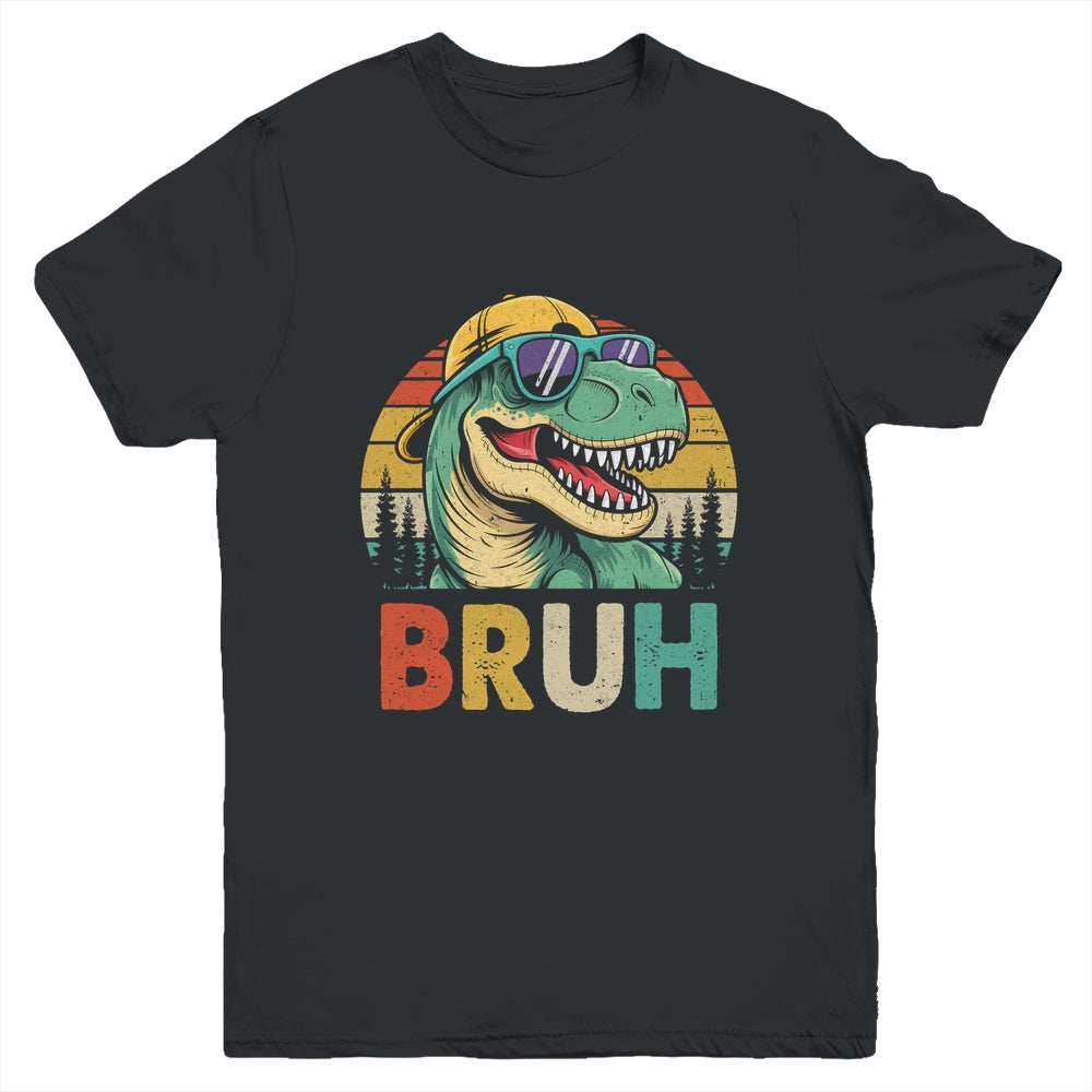 Retro Cool Dino BRUH Meme Funny Dinosaur T-Rex Vintage Youth Shirt | siriusteestore
