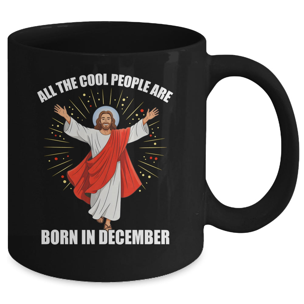 Retro Cool People Are Born In December Christian Christmas Mug | siriusteestore